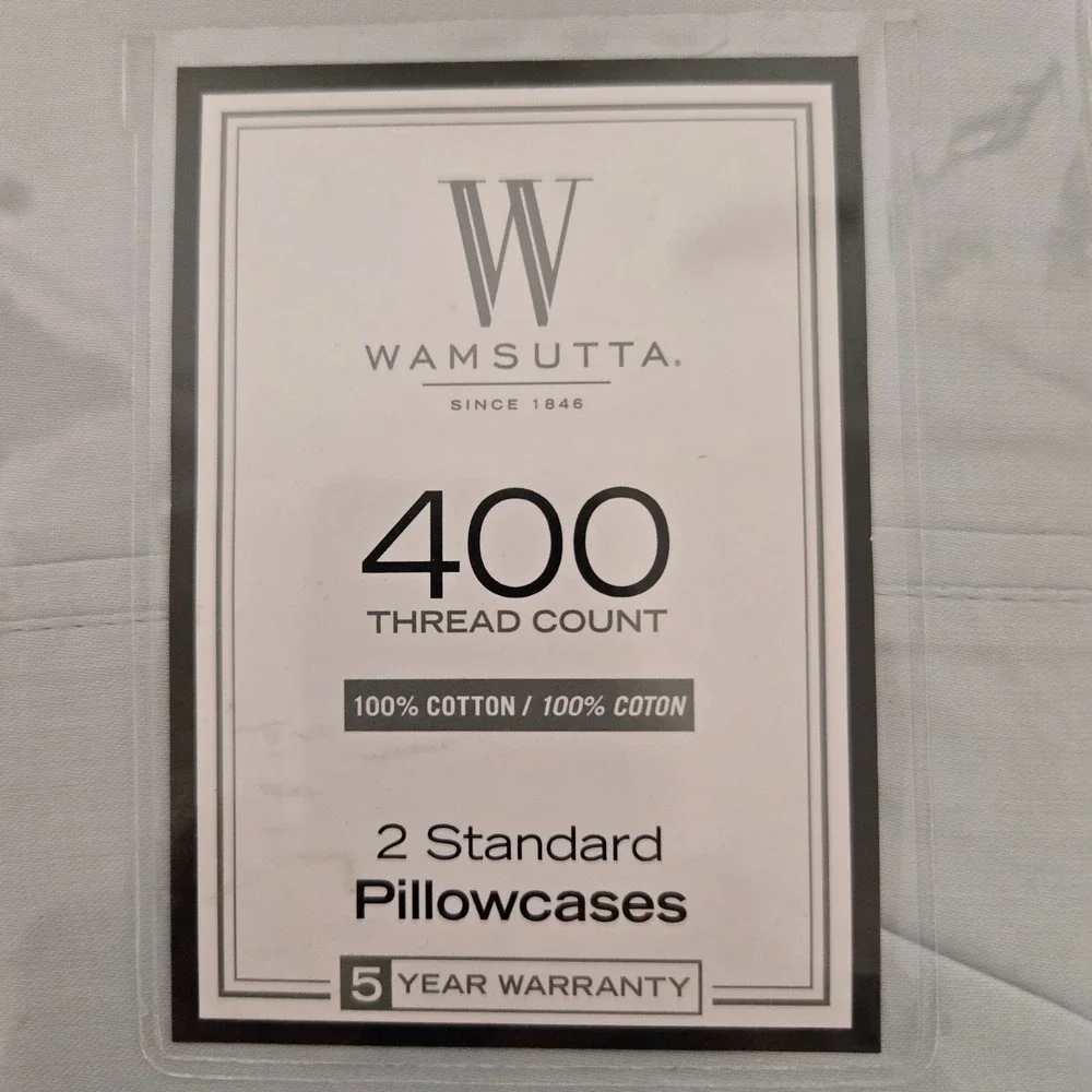 Wamsutta 2 Standard Pillowcases 400 TC Solid Sateen Sky Blue NEW